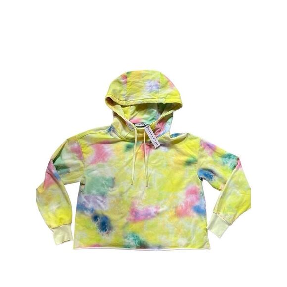 ALICE + OLIVIA Niki Funnel Neck Cropped Hoodie in Beachside Tie Dye NWT Size S - Picture 1 of 16